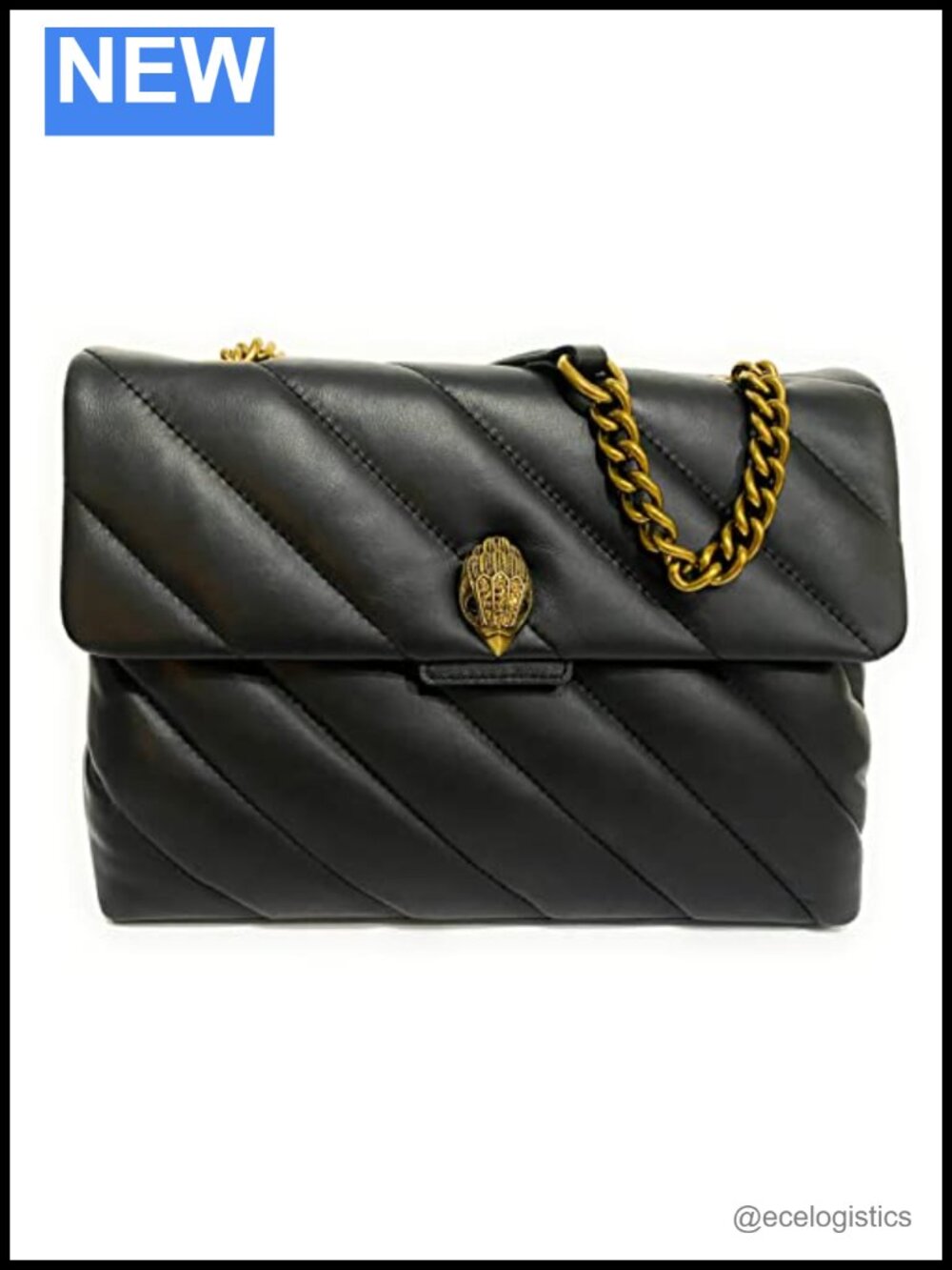 Leather Hobo Shoulder Bag Large with Eagle Head Flap Closure